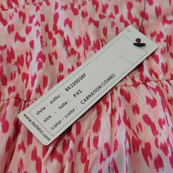 Belldini Pink Print Sleeveless Peplum Blouse Women's Size PXS - Picture 8 of 11